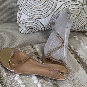 SCHUTZ Gold and Clear Women's Sandals